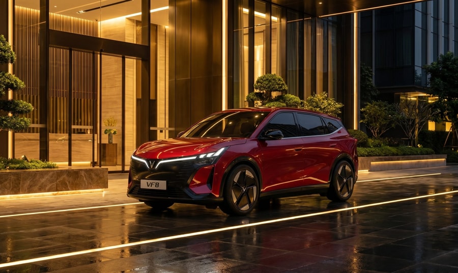 VinFast VF 8 thế hệ mới ra mắt: Nâng cấp khung gầm FSD và phạm vi di chuyển 500 km