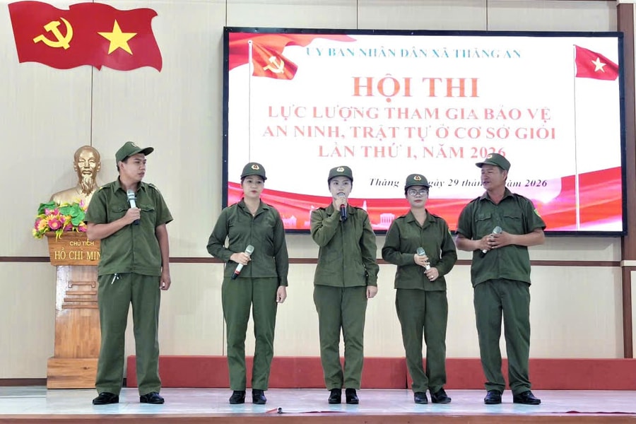 Thăng An tổ chức hội thi lực lượng tham gia bảo vệ an ninh, trật tự ở cơ sở giỏi năm 2026