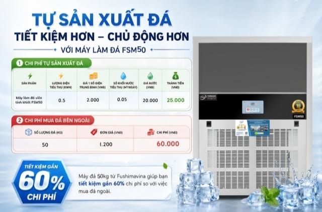 Máy làm đá Fushimavina: Giải pháp đá sạch cho mọi mô hình kinh doanh