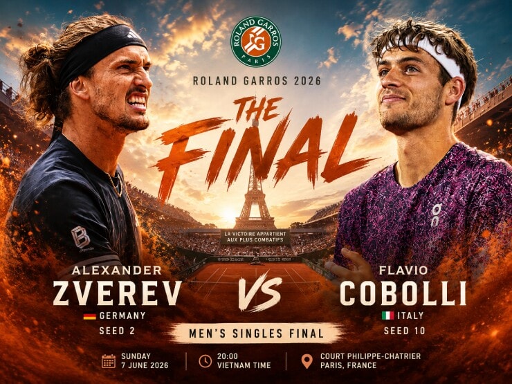 Chung kết Roland Garros 2026: Alexander Zverev trước cơ hội giải lời nguyền Grand Slam