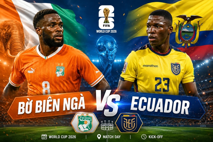 Link trực tiếp bóng đá hôm nay Bờ Biển Ngà vs Ecuador lúc 06h00 ngày 15/6/2026
