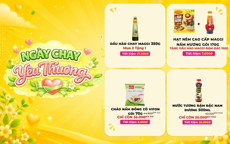 Mẹo tiết kiệm chi phí cho bữa cơm chay với ưu đãi mua 2 tặng 1 tại Bách hóa XANH