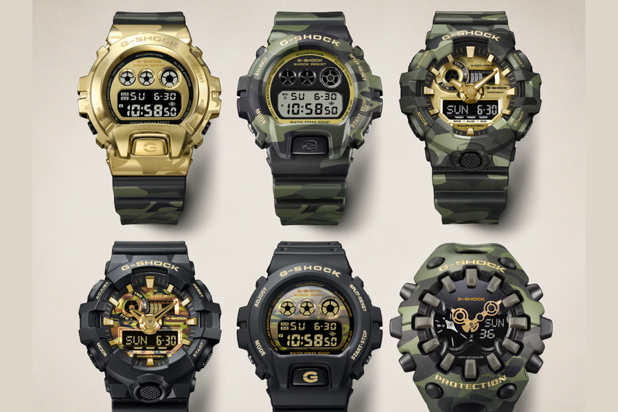 Cận cảnh bộ sưu tập G-Shock Bold Camo: Sự kết hợp giữa họa tiết quân đội và điểm nhấn mạ vàng
