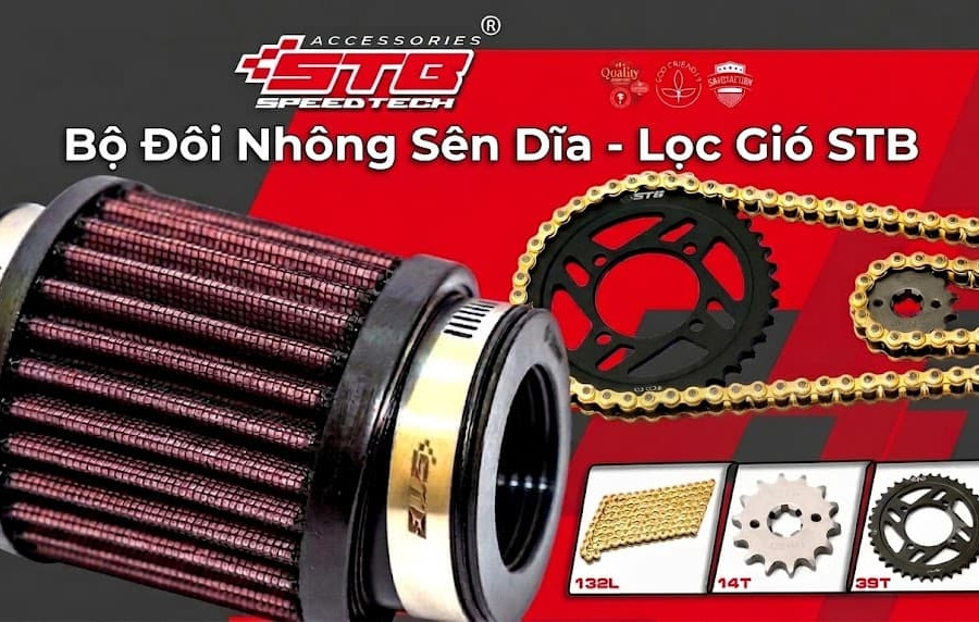 Bộ đôi nhông sên dĩa - lọc gió STB: giải pháp tốt cho những chuyến đi