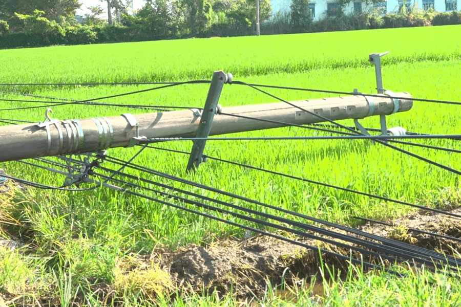 Thăng Điền có 8.260 khách hàng mất điện do gió lốc ngã đổ 17 trụ điện trung thế