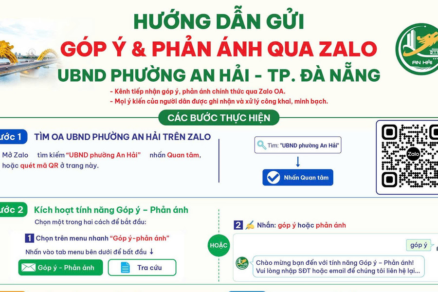 Phường An Hải ra mắt tính năng góp ý, phản ánh trên Zalo OA