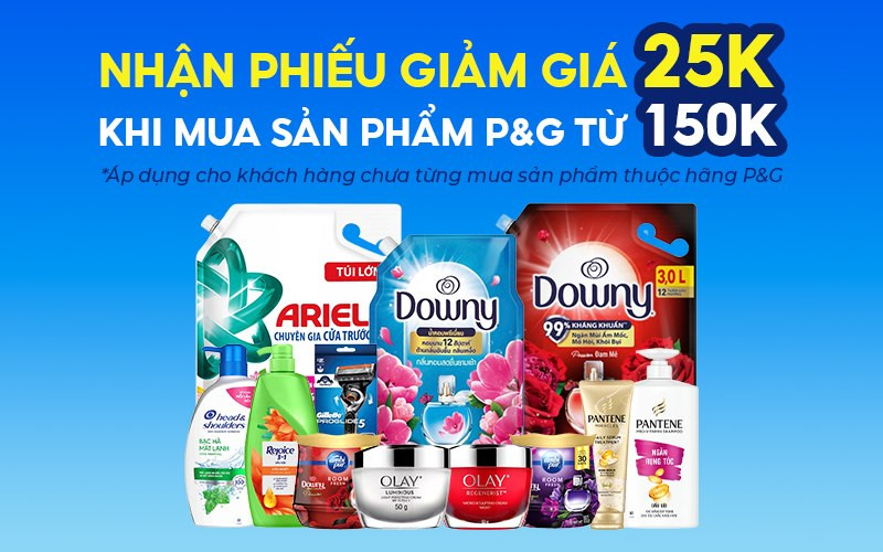Mẹo mua sắm tiết kiệm: Cách nhận mã giảm giá 25.000 đồng cho sản phẩm P&G tại Bách hóa XANH