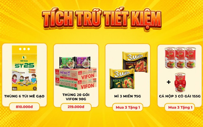 Mẹo tích trữ lương thực thiết yếu tiết kiệm đến 360.000 đồng tại Bách hóa XANH