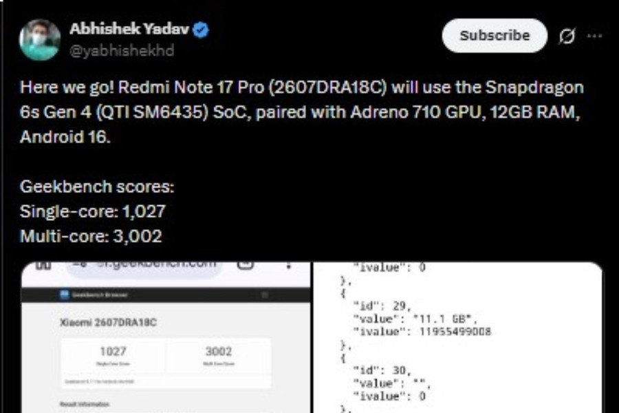 Redmi Note 17 Pro lộ diện trên Geekbench: Giải mã sức mạnh chip Snapdragon 6s Gen 4