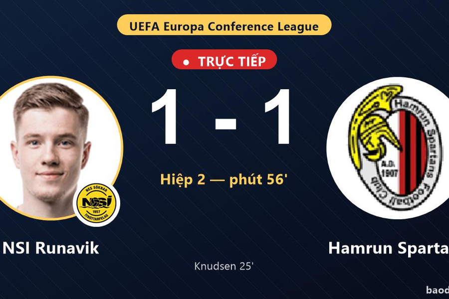 Trực tiếp NSI Runavik vs Hamrun Spartans: Hamrun Spartans gỡ hòa 1-1