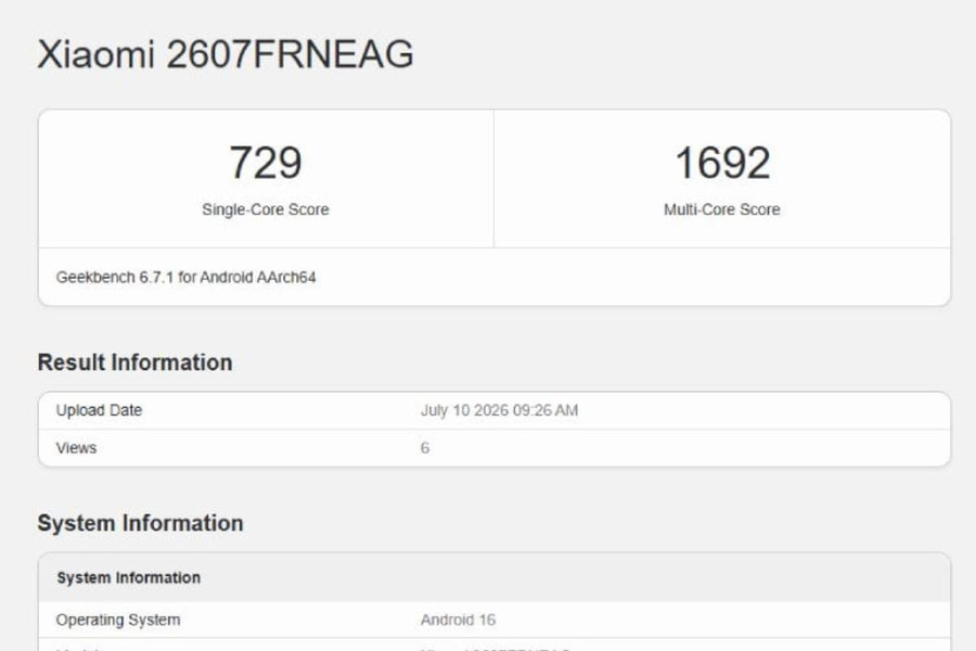 Redmi 17C 5G lộ diện trên Geekbench: Phân tích sức mạnh chip Dimensity 6300