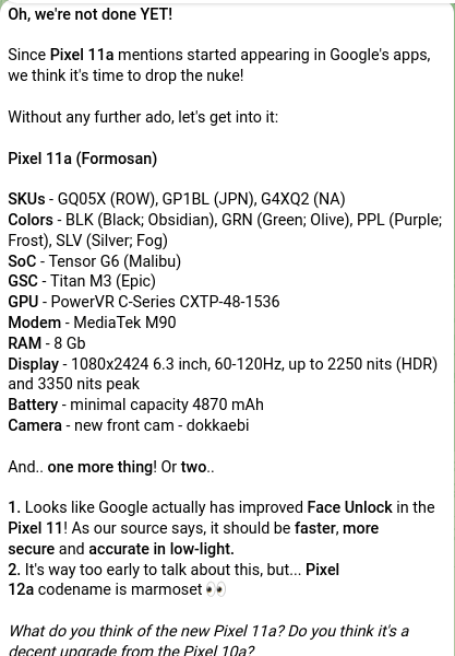Google Pixel 11a lộ diện: Chip Tensor G6 mạnh mẽ và bước ngoặt từ modem MediaTek