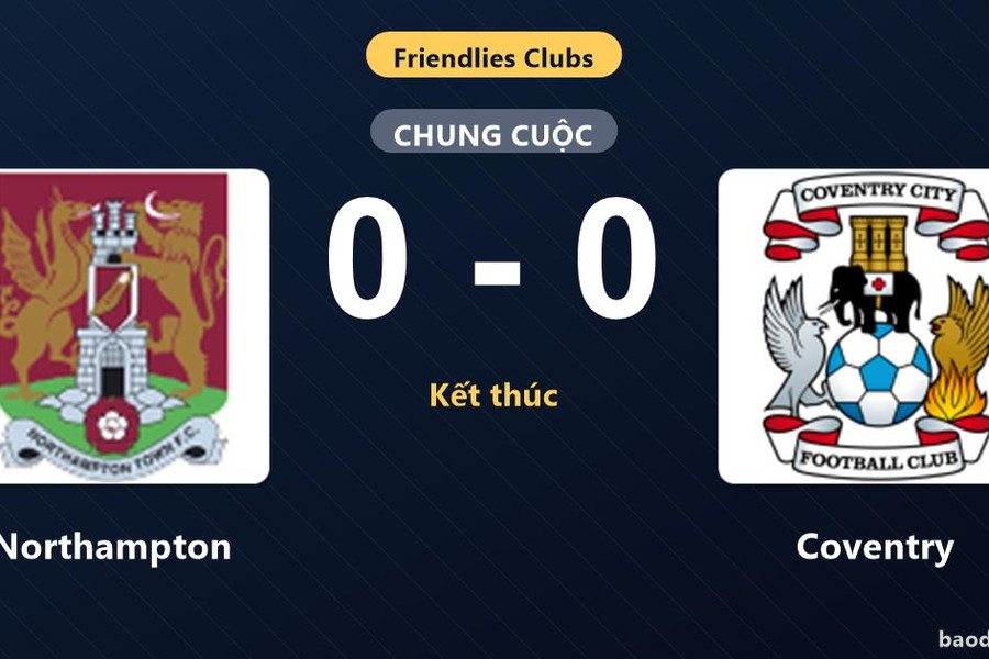 Northampton và Coventry chia điểm trong trận giao hữu không bàn thắng