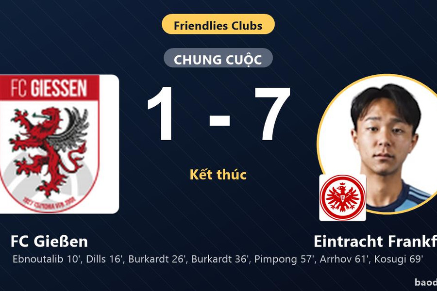 Eintracht Frankfurt thắng đậm, FC Gießen chỉ kịp ghi bàn danh dự