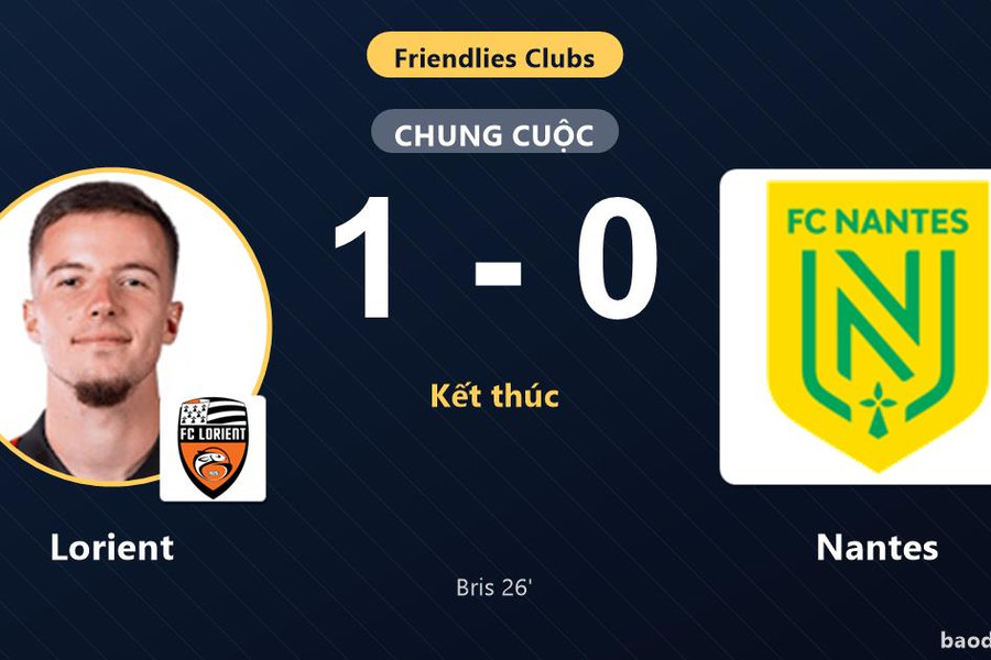 Lorient đánh bại Nantes, khép lại trận giao hữu bằng chiến thắng tối thiểu
