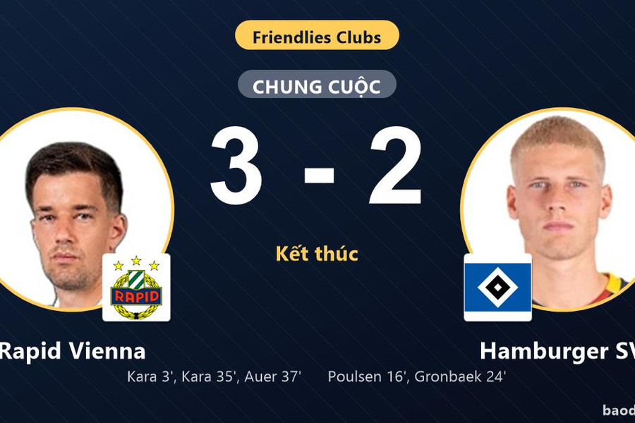 Rapid Vienna ngược dòng hạ Hamburger SV trong trận cầu rượt đuổi