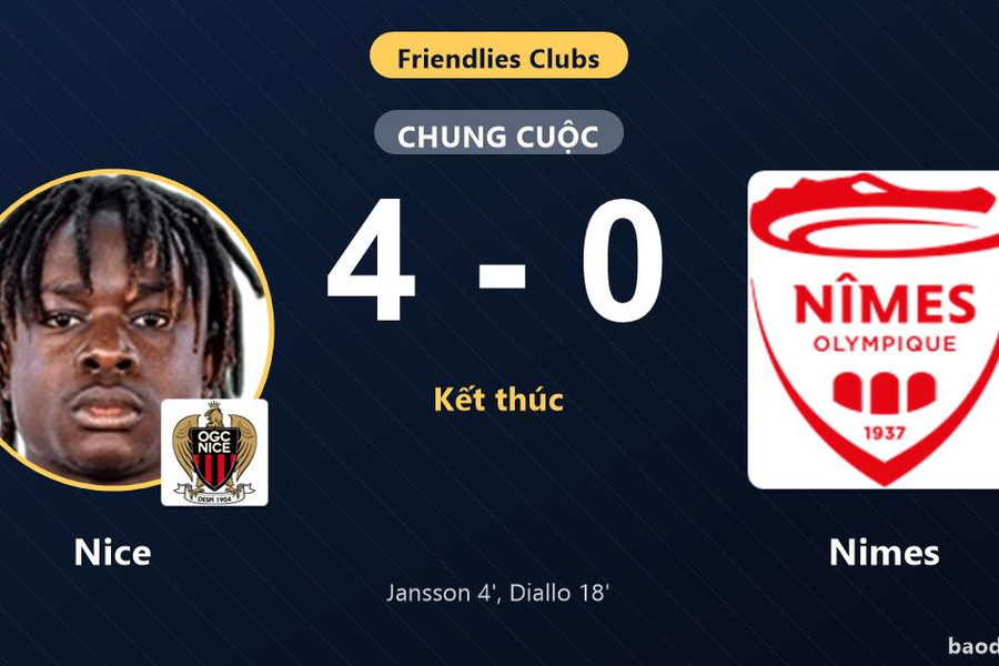 Nice thắng đậm Nimes, khởi đầu thuận lợi trong trận giao hữu