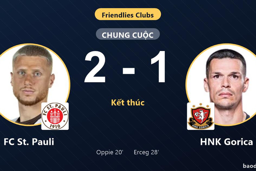 FC St. Pauli thắng HNK Gorica trong trận giao hữu rượt đuổi