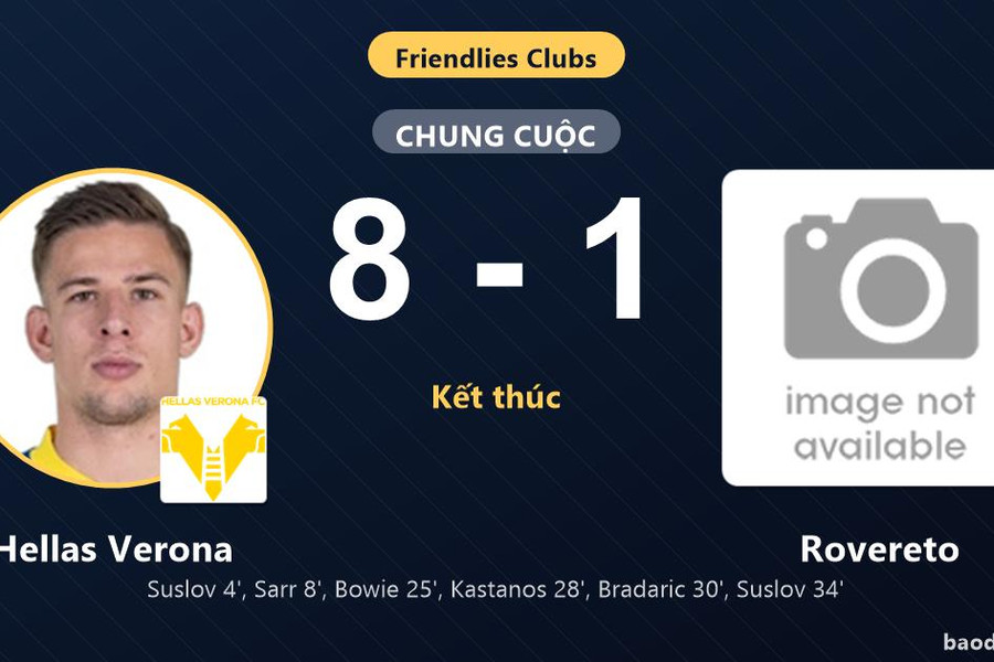 Hellas Verona thắng đậm Rovereto, khép lại trận giao hữu chênh lệch