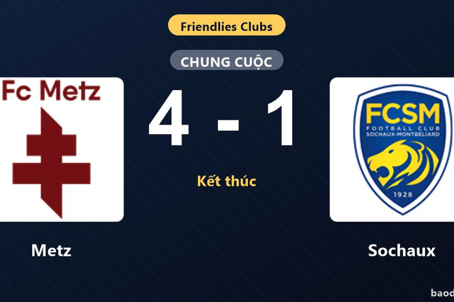 Metz thắng đậm Sochaux trong trận giao hữu cấp CLB