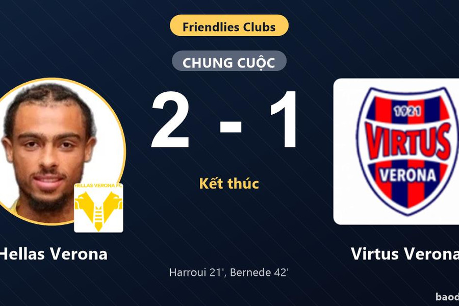 Hellas Verona thắng trận giao hữu, Virtus Verona rút ngắn bất thành