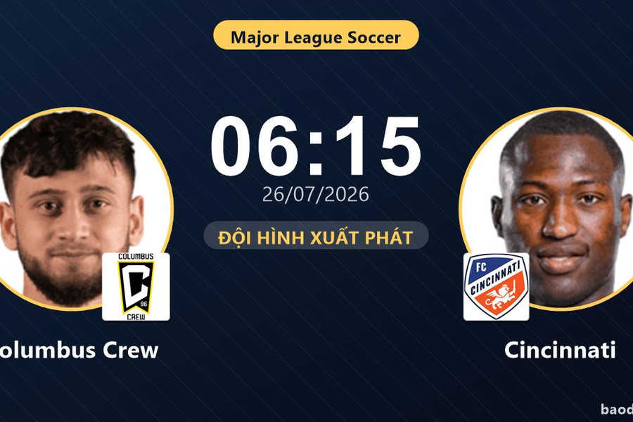 Trực tiếp Columbus Crew vs Cincinnati: Đội hình xuất phát