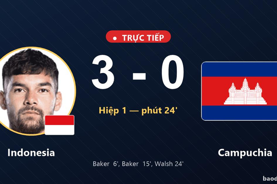 Trực tiếp Indonesia vs Campuchia: Hết hiệp 1, Indonesia dẫn 3-0