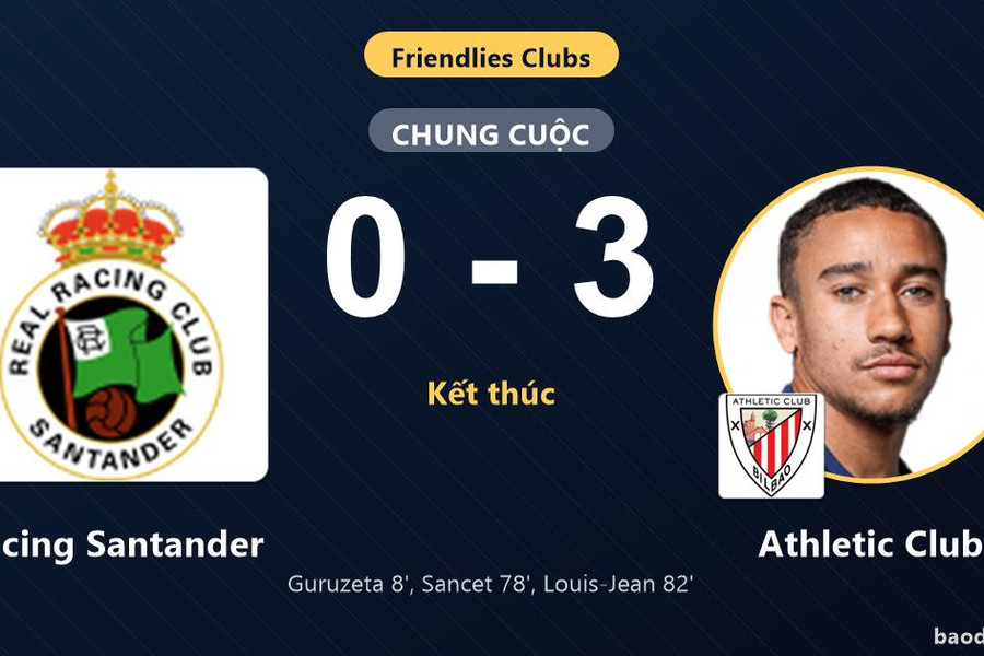 Athletic Club thắng đậm, Racing Santander trắng tay ở Club Friendlies