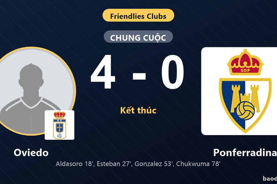 Oviedo thắng đậm Ponferradina trong trận giao hữu một chiều