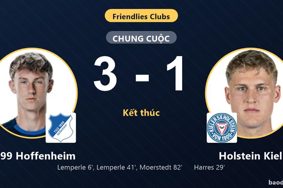 Lemperle lập cú đúp, 1899 Hoffenheim thắng Holstein Kiel ở trận giao hữu