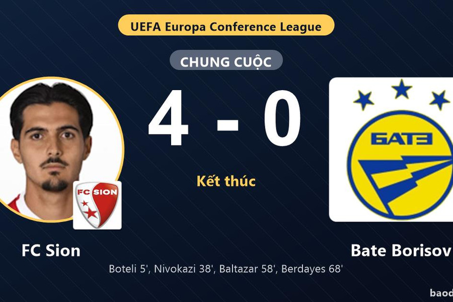 FC Sion thắng đậm, Bate Borisov nhận đòn nặng ở vòng loại