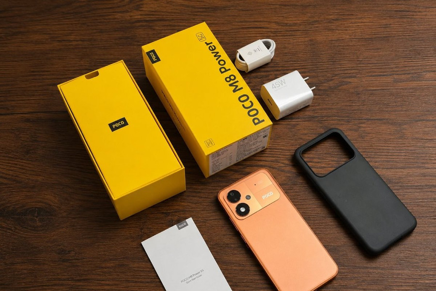 POCO M8 Power rò rỉ ảnh mở hộp: Pin 8.000 mAh, màn hình AMOLED 120Hz và chip Snapdragon