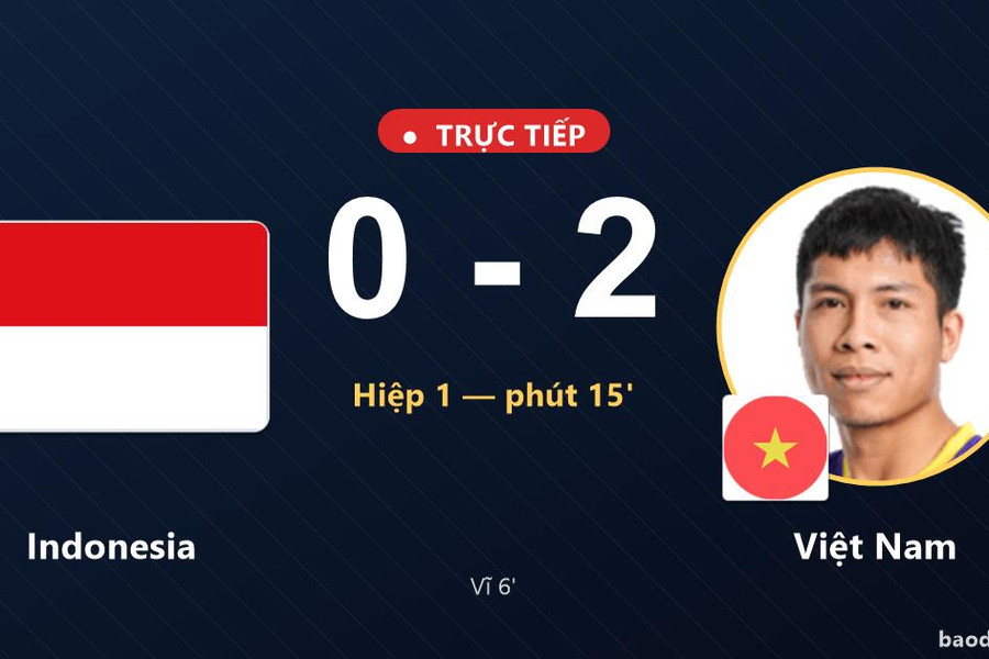 Trực tiếp Indonesia vs Việt Nam: Hết hiệp 1, Việt Nam dẫn 2-0