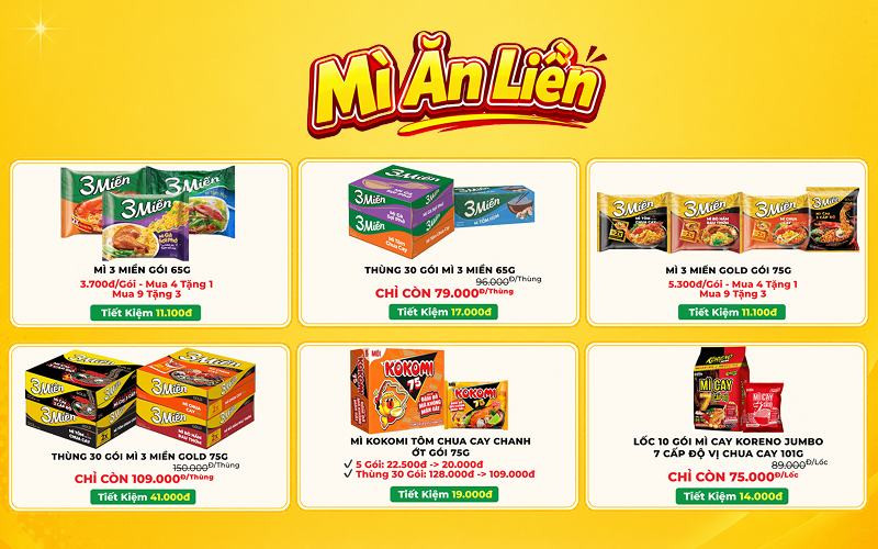 Mẹo mua mì gói tích trữ mùa mưa giá rẻ giảm sâu đến 41.000 đồng mỗi thùng