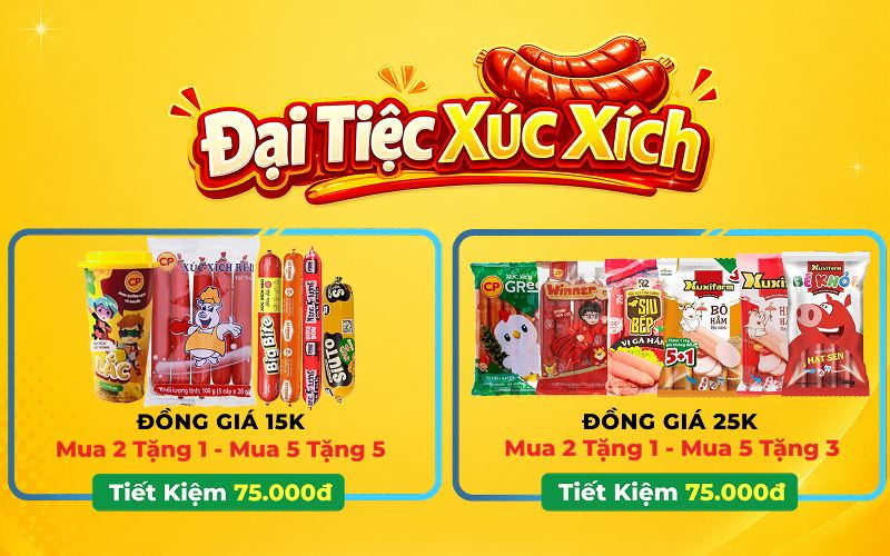 Bách hóa XANH tung chương trình Đại tiệc xúc xích: Đồng giá từ 15K, Mua 5 Tặng 5
