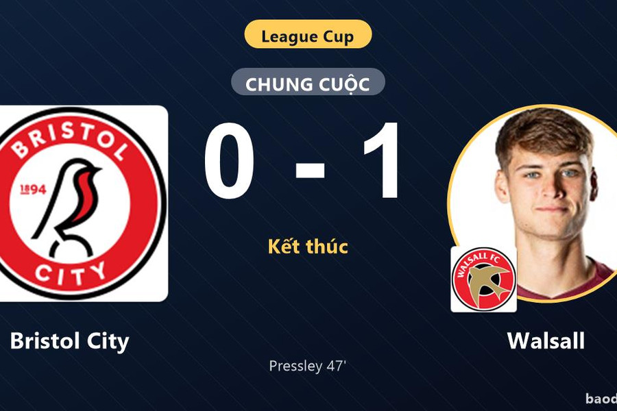 Walsall đánh bại Bristol City, tạo dấu ấn ở League Cup