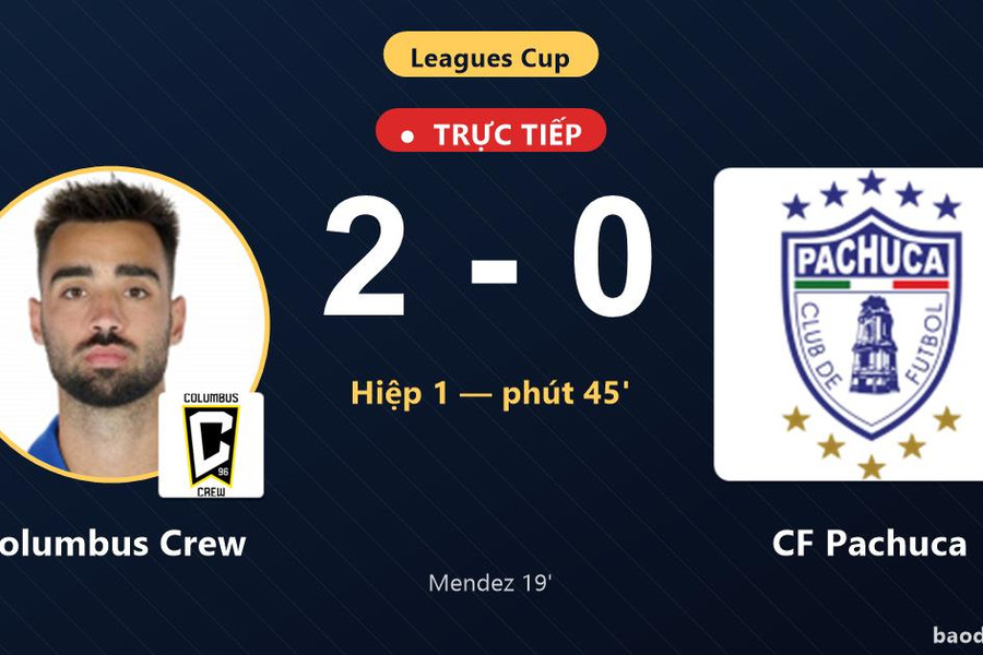 Trực tiếp Columbus Crew vs CF Pachuca: Hiệp 2 bắt đầu, Columbus Crew dẫn 2-0