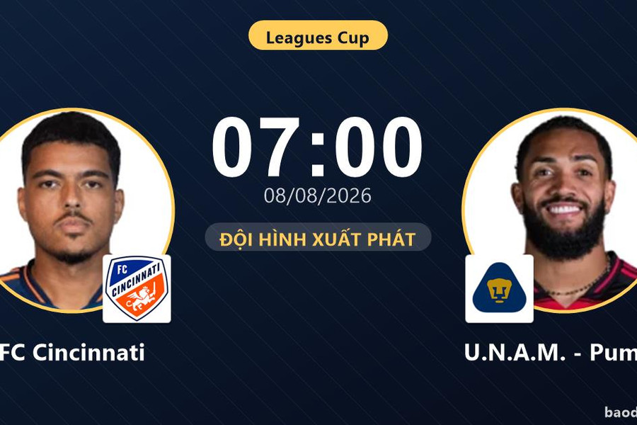 Trực tiếp FC Cincinnati vs U.N.A.M. - Pumas: FC Cincinnati nhỉnh hơn về thế trận, chưa có bàn thắng