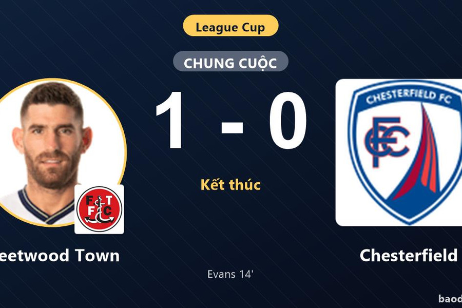 Thắng Chesterfield 1-0, Fleetwood Town giành vé đi tiếp, Chesterfield chính thức bị loại