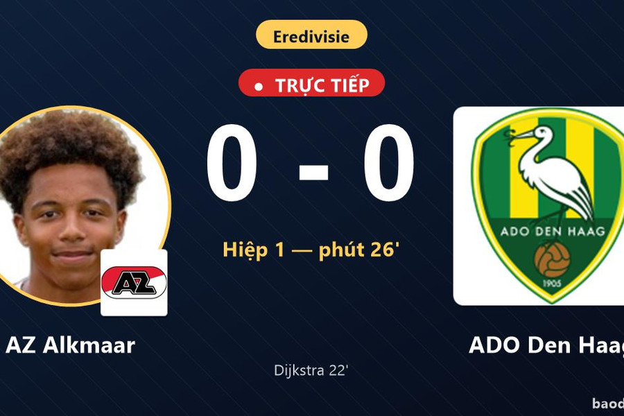 Trực tiếp AZ Alkmaar vs ADO Den Haag: Hết hiệp 1, hòa 0-0