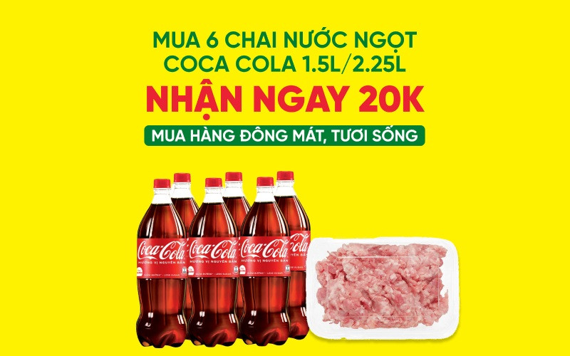 Cách nhận phiếu mua hàng 20.000 đồng khi mua 6 chai Coca-Cola online tại Bách hóa XANH