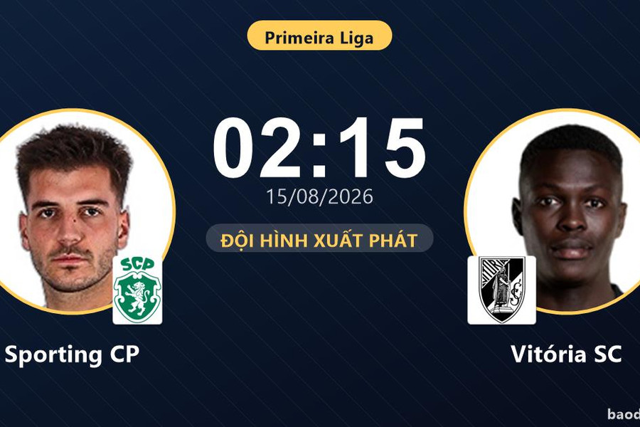 Trực tiếp Sporting CP vs Vitória SC: Đội hình xuất phát