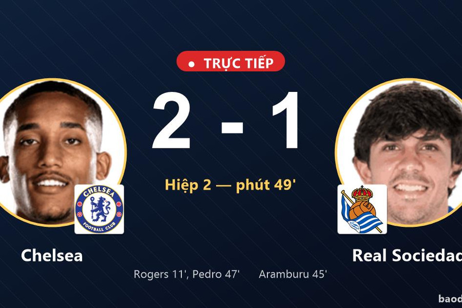 Trực tiếp Chelsea vs Real Sociedad: Chelsea vượt lên dẫn trước