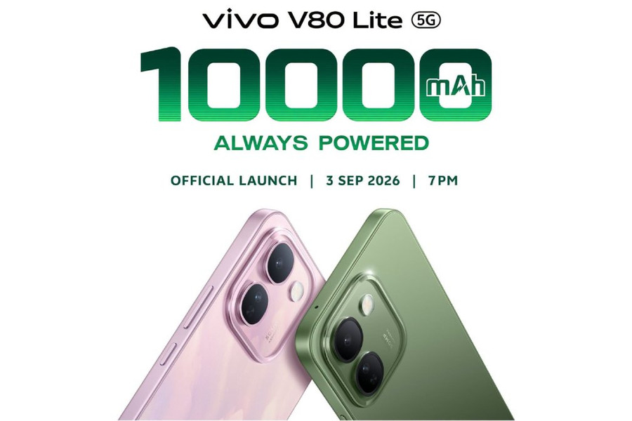 vivo V80 Lite 5G ấn định ngày ra mắt 3/9: Pin 10.000 mAh khổng lồ cùng sạc nhanh 44W