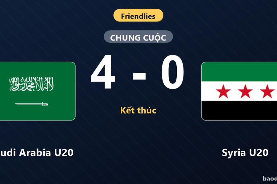 Áp đảo Syria U20, Saudi Arabia U20 thắng đậm 4-0 ở trận giao hữu