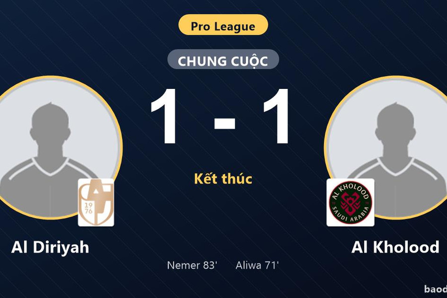 Cầm chân Al Kholood, Al Diriyah níu lại một điểm ở vòng 3 Pro League