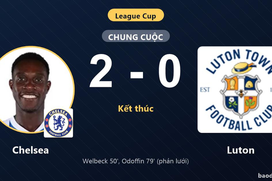 Hạ Luton 2-0, Chelsea đi tiếp tại League Cup và tiễn đối thủ rời giải
