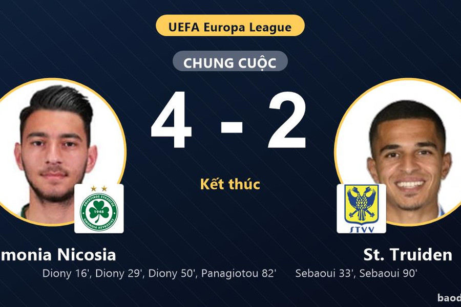 Thắng tưng bừng St. Truiden, Omonia Nicosia nắm lợi thế lớn tại play-offs Europa League