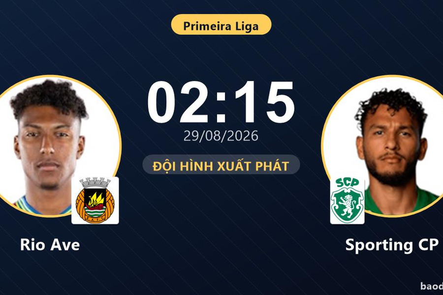Trực tiếp Rio Ave vs Sporting CP: Đội hình xuất phát