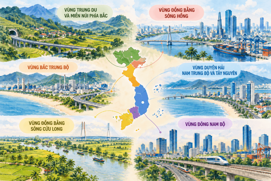 Định hướng phát triển 6 vùng kinh tế - xã hội đất nước